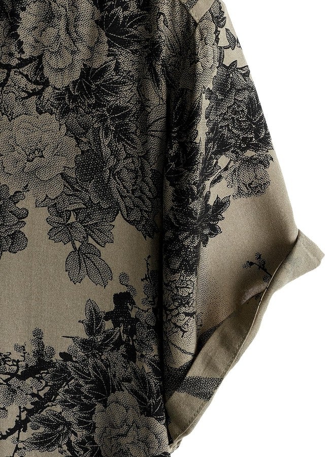 JOTOOK Mens Hawaiian Shirt Short Sleeve Button Down Tropical Shirts Casual Floral Summer Beach Shirt Vacation Shirt Large Khaki Flower - Image 4